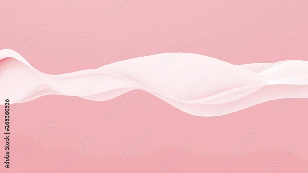 Abstract 3d white waves animation on differents pastel background. 4k seammless loop render footage.