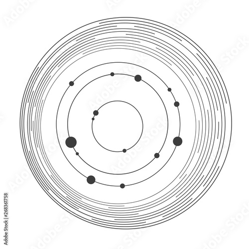 Abstract creative concept layout template. Abstract solar system. Circles and nodes. Lines in circle form.
