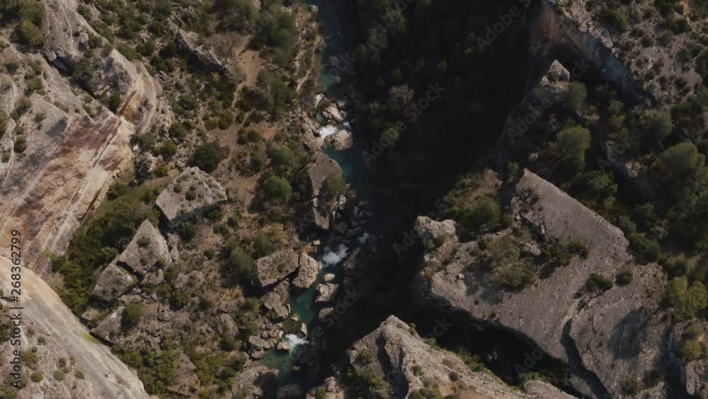 Drone view of a canyon in Cuenca, Spain Drone view of a canyon in Cuenca, Spain