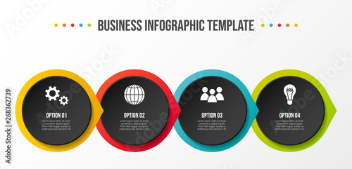 Colorful chart with business symbols - infographic template. Vector