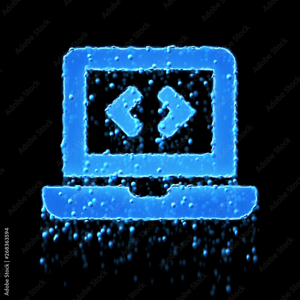 Wet symbol laptop code is blue. Water dripping Wet symbol laptop code is blue. Water dripping