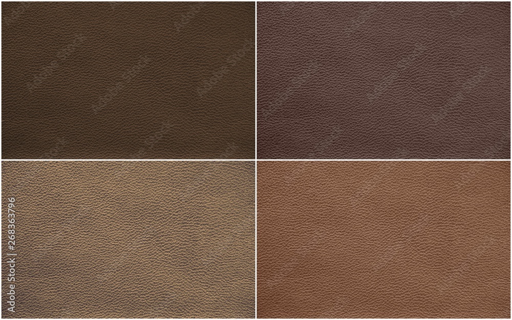 Fototapeta premium The texture of genuine leather. Impeccable and stylish background. Beautiful stylish background. Natural skin texture close up. Brown background. The structure of the leather material brown shades.