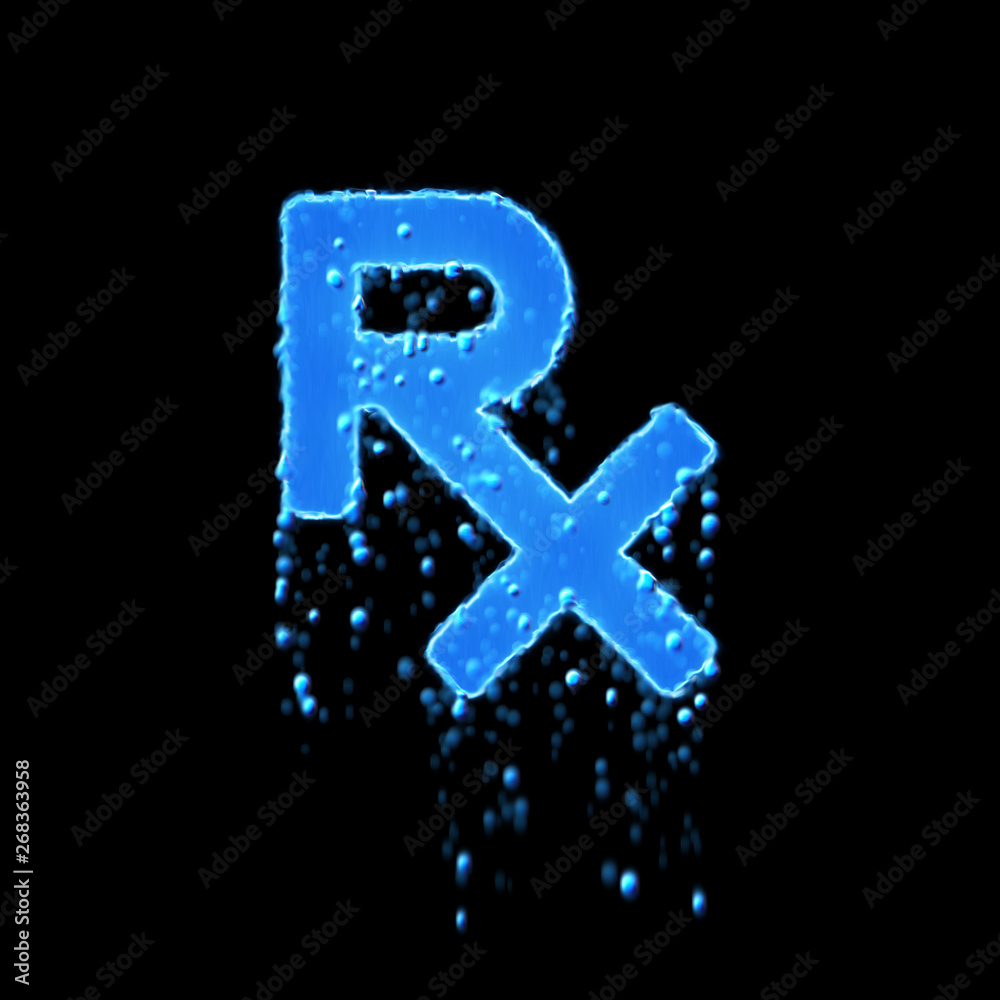 Obraz premium Wet symbol prescription is blue. Water dripping