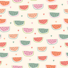 Fotobehang Uit de natuur patronen Scandinavische watermeloenen kinderpatroon  © Maryco