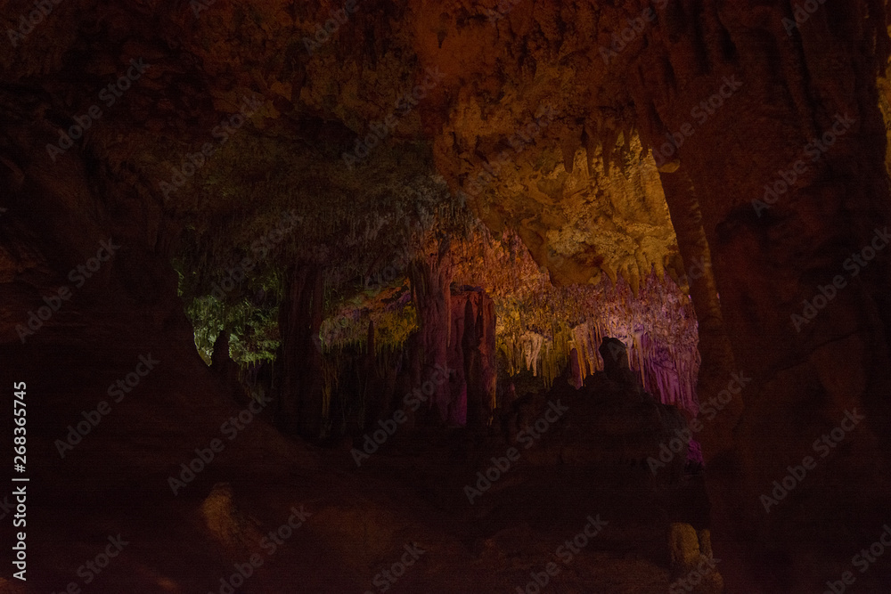 Cave interior with stalactites and stalagmites