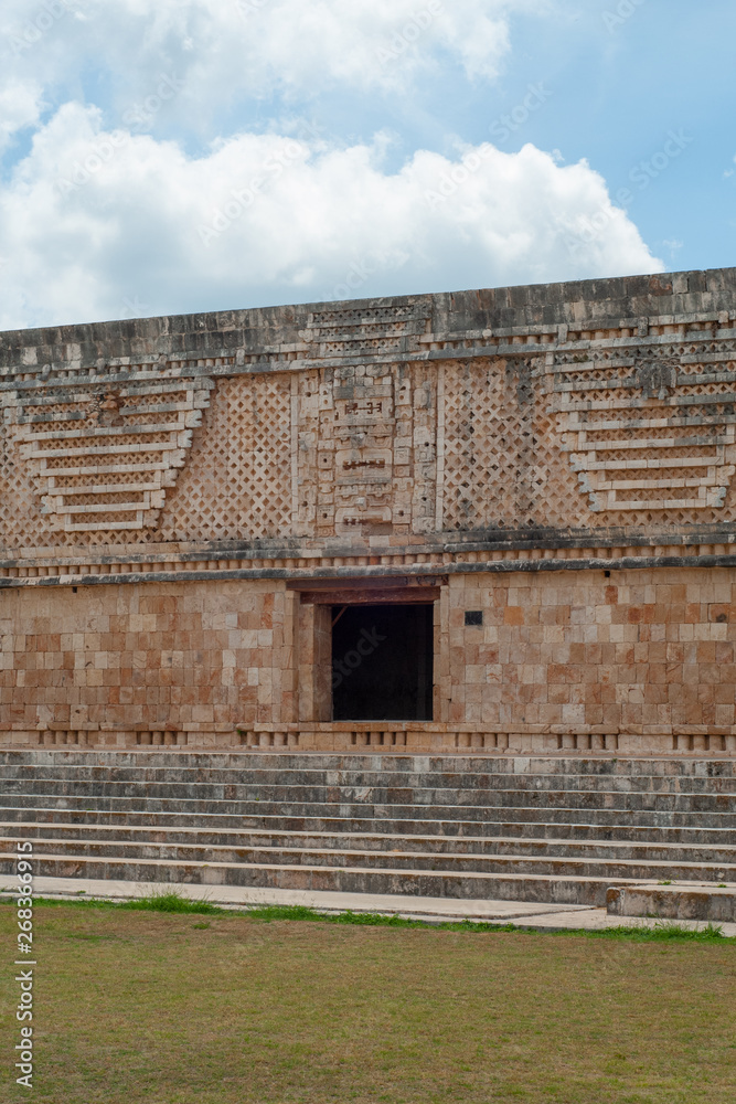 Facade of a Maya building, in the archaeological area of Ek Balam, on the Yucatan peninsula
