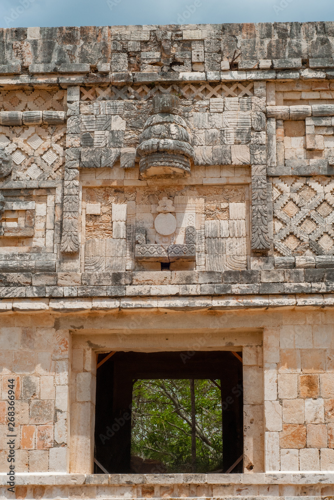 Architectural decors of a Mayan building, in the archaeological area of Ek Balam, on the Yucatan peninsula Architectural decors of a Mayan building, in the archaeological area of Ek Balam, on the Yucatan peninsula