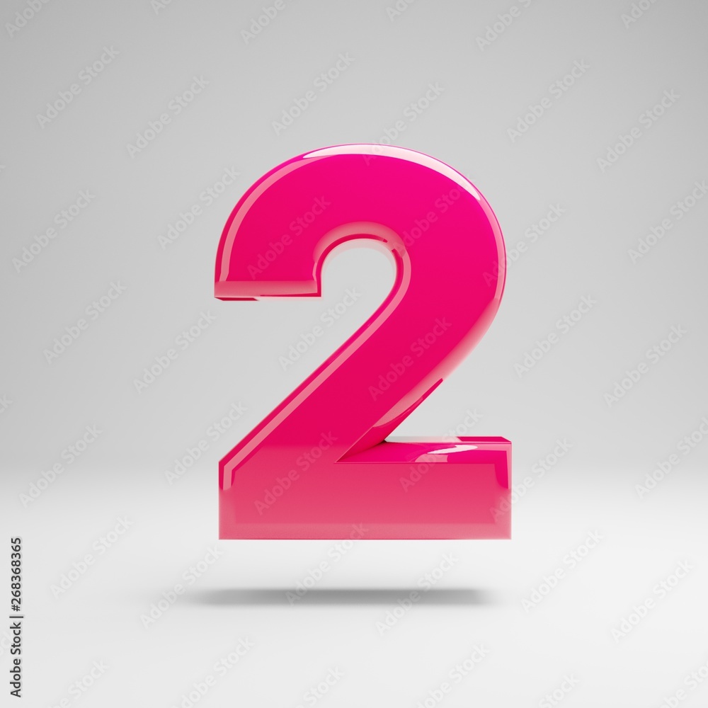 Glossy pink number 2 isolated on white background. Glossy pink number 2 isolated on white background.