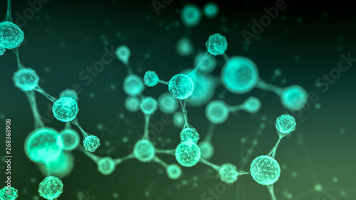 Fotografie close-up view of an abstract molecular structure, wireframe, concept of science