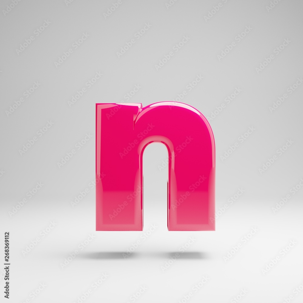 Glossy pink lowercase letter N isolated on white background. Glossy pink lowercase letter N isolated on white background.