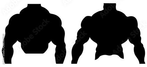 Silhouette illustration of a bodybuilder. Male muscular anatomy. Vector illustration