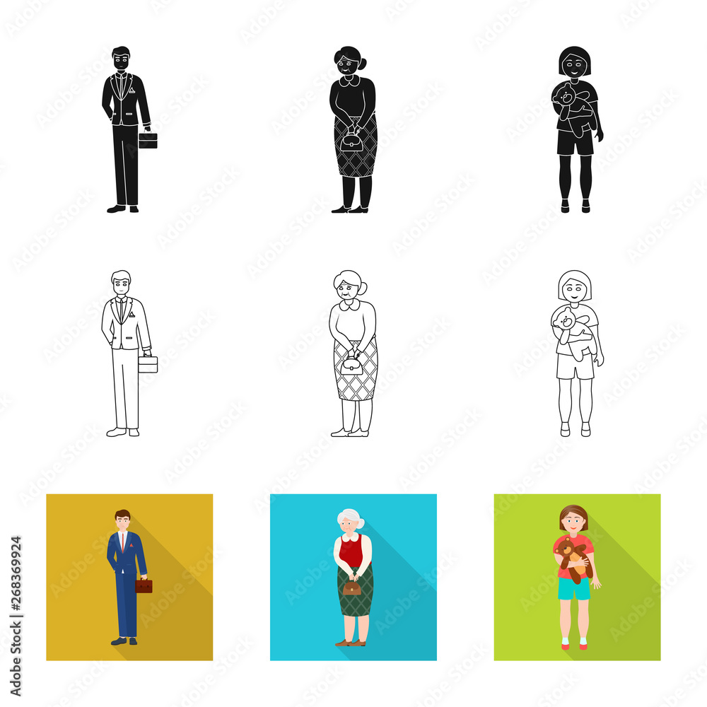Isolated object of character and avatar symbol. Collection of character and portrait vector icon for stock. Isolated object of character and avatar symbol. Collection of character and portrait vector icon for stock.