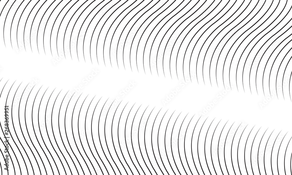 Black curves on a white background with copy space