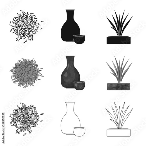 Isolated object of crop and ecological sign. Set of crop and cooking stock symbol for web.