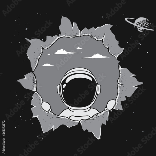 astronaut breaks into space punching the wall