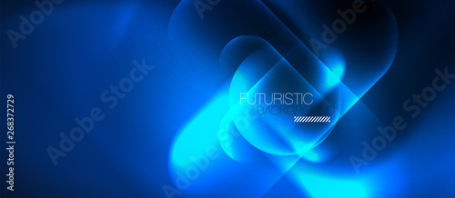 Blue neon round shapes techno background