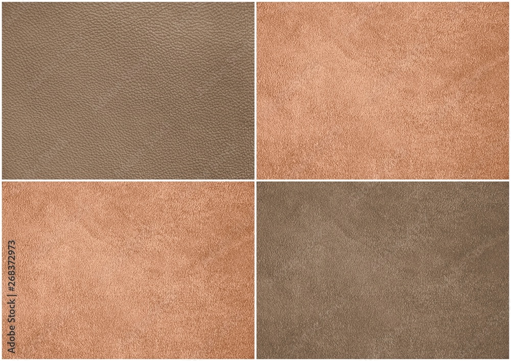 Fototapeta premium The texture of genuine leather. Impeccable and stylish background. Beautiful stylish background. Natural skin texture close up. Brown background. The structure of the leather material brown shades.