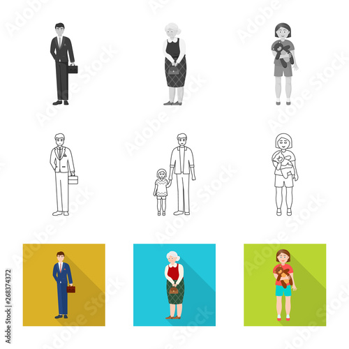 Isolated object of character and avatar icon. Collection of character and portrait stock symbol for web.