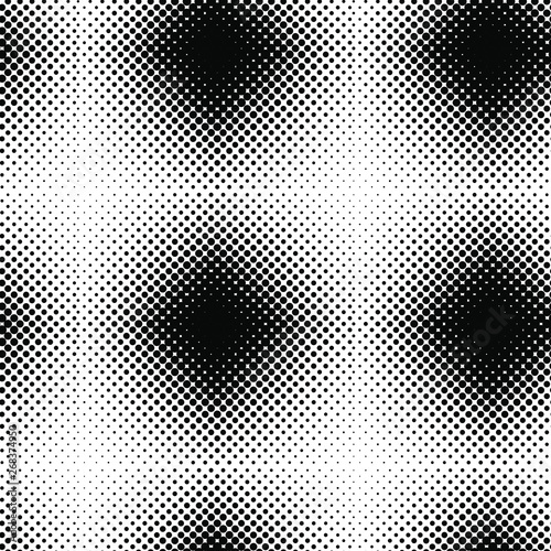 Vector halftone dots. Black dots on white background. Seamless pattern of black circles on white background