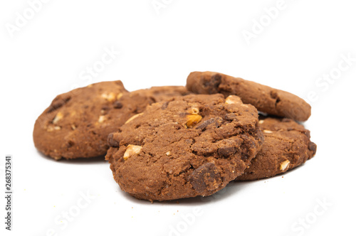 cookies with chocolate and nuts isolated