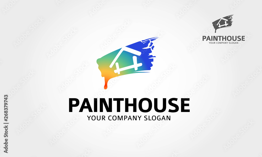 Paint House Vector Logo Template.  Paint house logo design for real estate, symbolize a building or property.