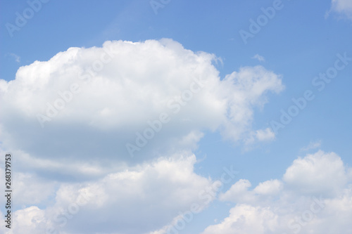 beautiful blue summer sky with fluffy white clouds