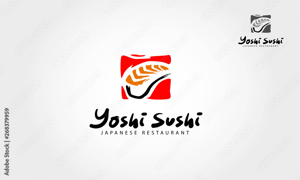 Yoshi Sushi Japanese Restaurant. Creative vector logo template.