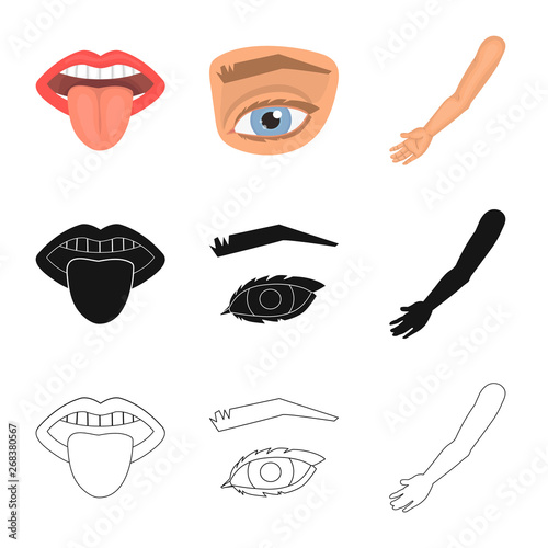 Vector design of body and part symbol. Collection of body and anatomy vector icon for stock.