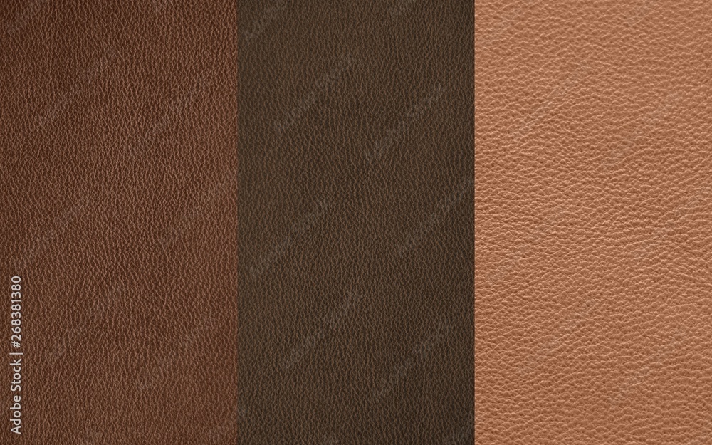 Fototapeta premium The texture of genuine leather. Impeccable and stylish background. Beautiful stylish background. Natural skin texture close up. Brown background. The structure of the leather material brown shades.