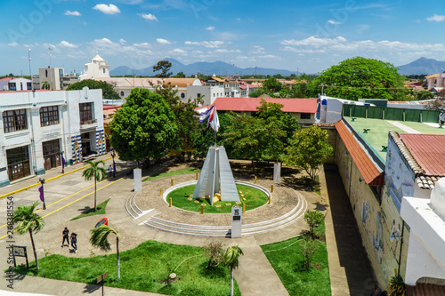 Leon, Nicaragua, April 21, 2019: Square around the central park.