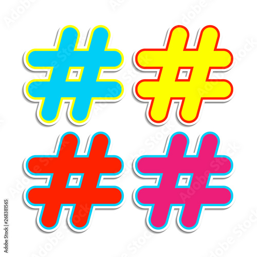 Set of icons with hashtag symbol for your design.
