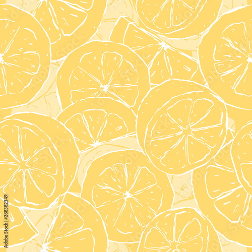 Vector lemon seamless pattern. Yellow background great for textile, wallpaper and packaging.