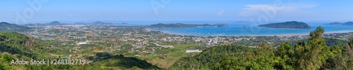 Phuket and Chalong Bay aerial panorama scenic view cityscape © wirojsid