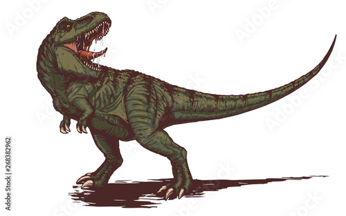 Cool aggressive dinosaur tyrannosaurus rex with open mouth