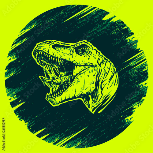 Cool aggressive dinosaur tyrannosaurus rex with open mouth