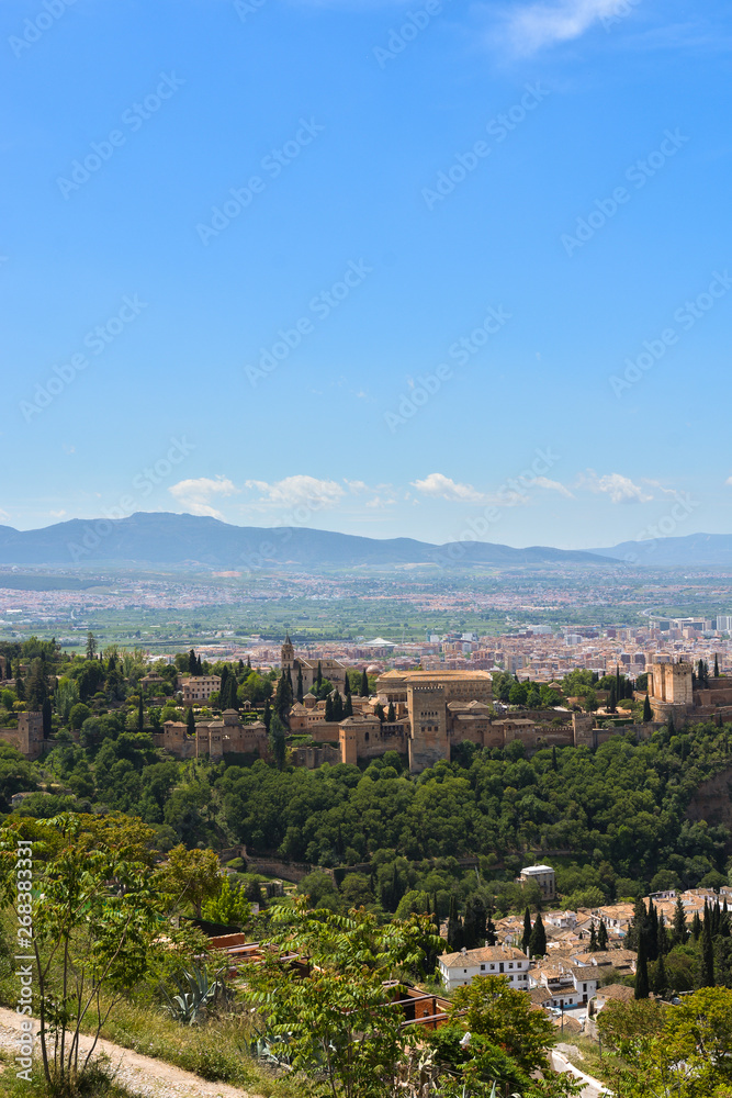Views of the landscape surrounding the Alhambra of Granada.