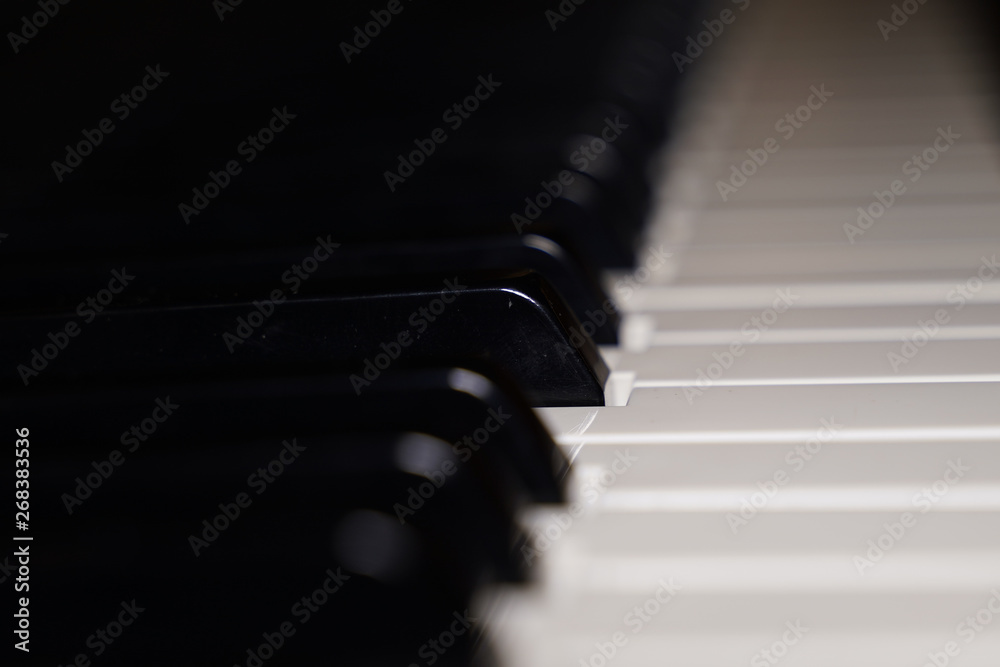 Piano keyboard background. Piano keys side view Piano keyboard background. Piano keys side view