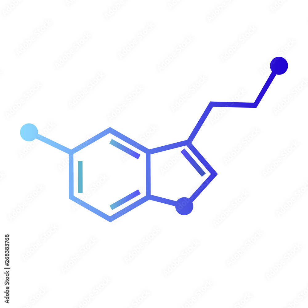 Serotonin vector icon on white background, hormone of happiness