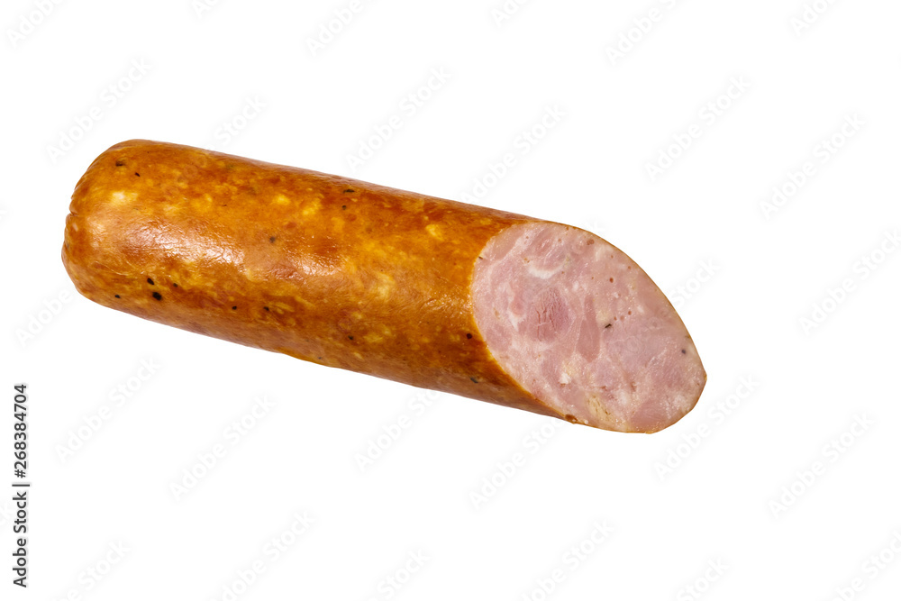 Smoked sausage isolated on white background Smoked sausage isolated on white background