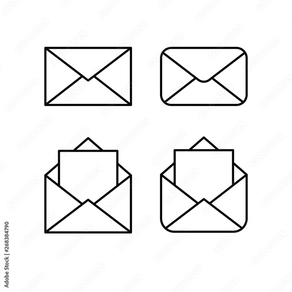 Mail linear icons, envelope e-mail symbol. Mail linear icons, envelope e-mail symbol.