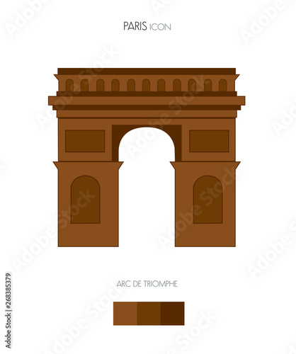 Icon arch of triumph paris. Monument paris vector. France building. Skyline paris. Oneline monument. Minimalism building. Arc de Triomphe minimalism.