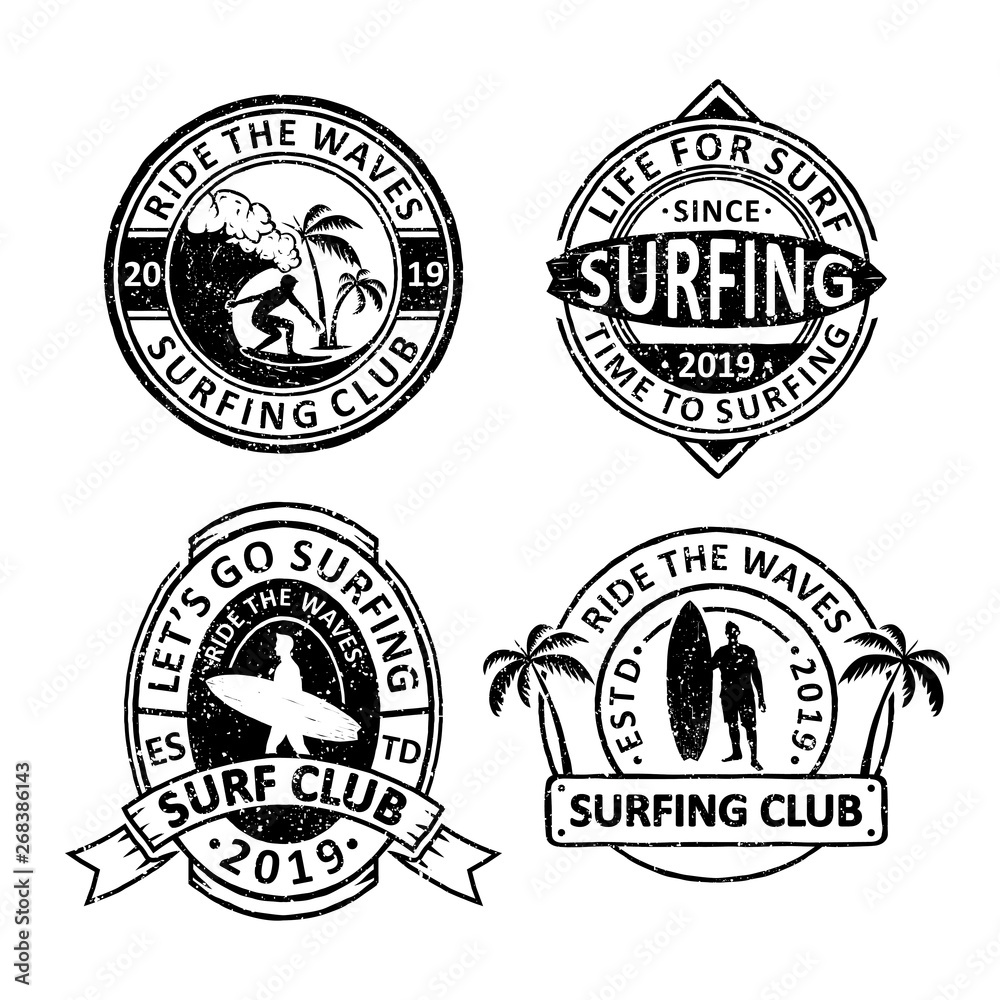 Fototapeta premium Set of vintage surfing club badges, emblems and logo