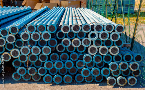 Εκτύπωση καμβά stacked tubes in spheroidal cast iron with coating in applied zinc metal, finish