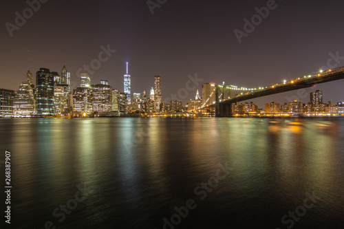 New york skyline during night from river