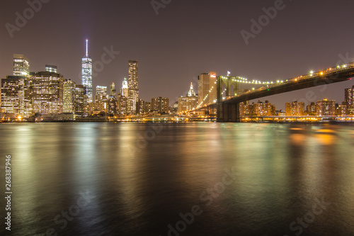 New york skyline during night from river