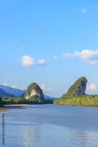 Khao Khanab Nam mountain and river, Krabi city landmark, Thailand photo