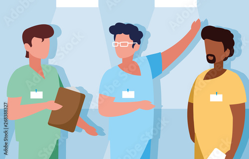 group of doctors with uniform avatar character