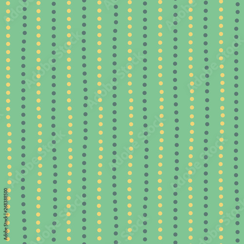Modern yellow and green hand drawn dotted random vertical lines. Seamless geometric pattern on mint green background. Great for wellness, beauty, kids, nautical, travel products, packaging, fashion