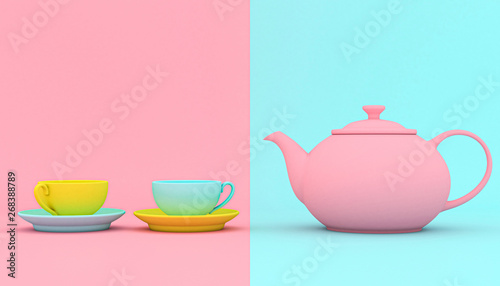 stylized teapot with cups background