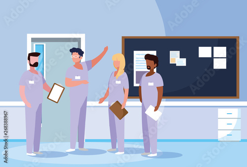 group of professionals doctors in hospital